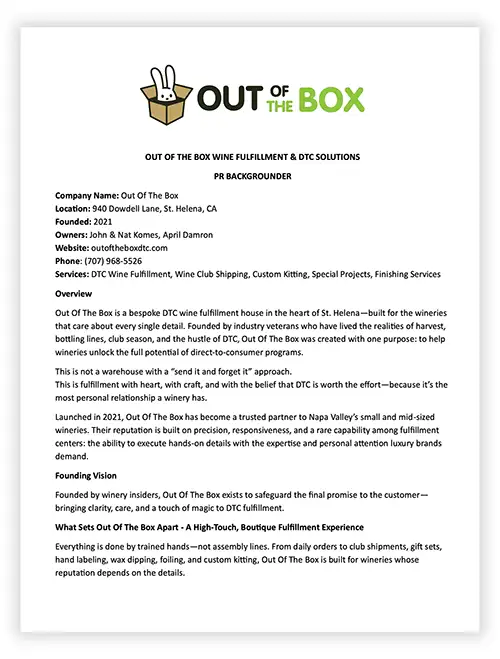 Out of the Box Backgrounder